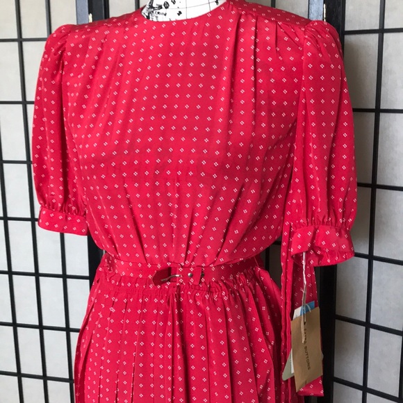 Vintage Silk Colorful Bright Retro Rockabilly Coastal Western overlay pleated - Picture 3 of 15